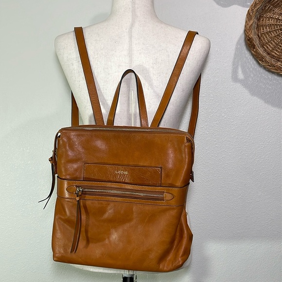Lodis Handbags - Authentic Leather Lodis Pippa Backpack Bag Tote Camel Tan Travel Bag